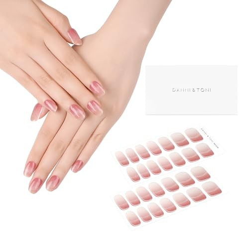 Semi Cured Gel Nail Strips Orange Pink Ombre () Cat Eye Gel Nail Camille