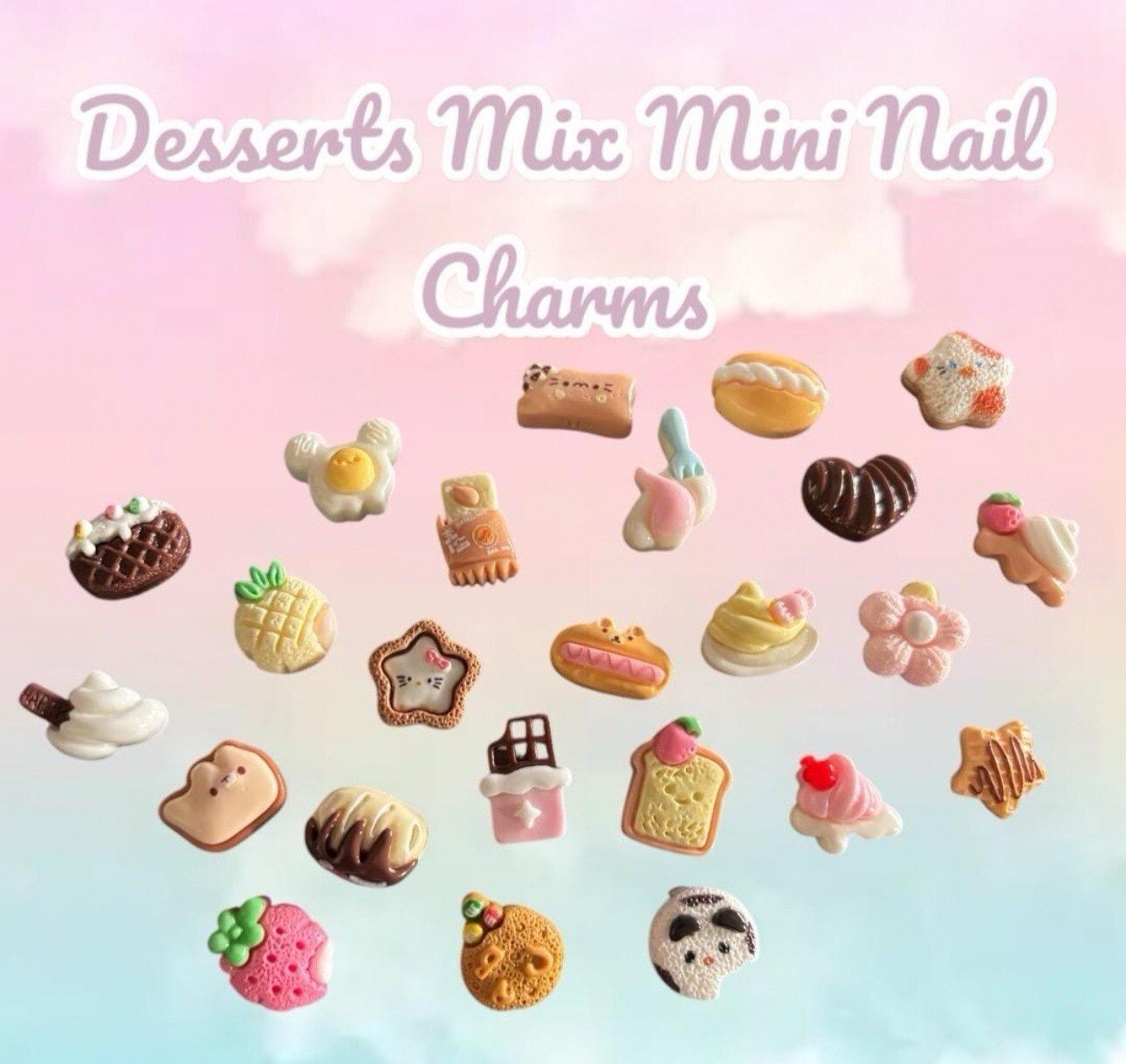 3D Cute Desserts Mix Resin Series Nail Parts Kawaii DIY Nail Art 30 Pieces