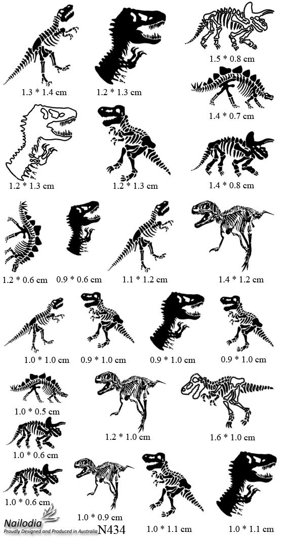 Dinosaur T-Rex Skeleton Nail Art Decal Sticker Water Transfer Slider – Jurassic