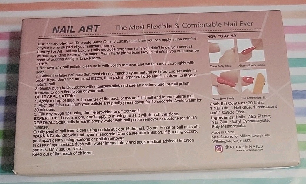 Allkem Luxury Nails Ballerina Press On Nails 20 Nails – Multi Ombre
