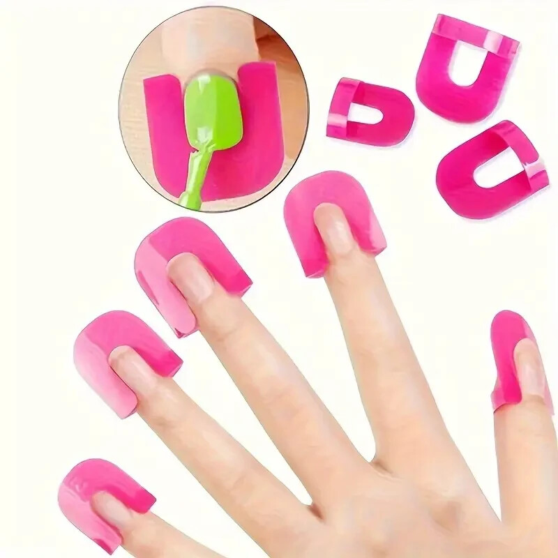 26pcs Reusable Soft Plastic Nail Polish Protectors, Smudge-proof, easy to clean