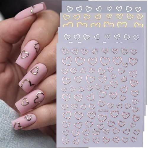 Heart Nail Art Stickers Valentine’s Day Nail Decals 8PCS Empty valentine style3