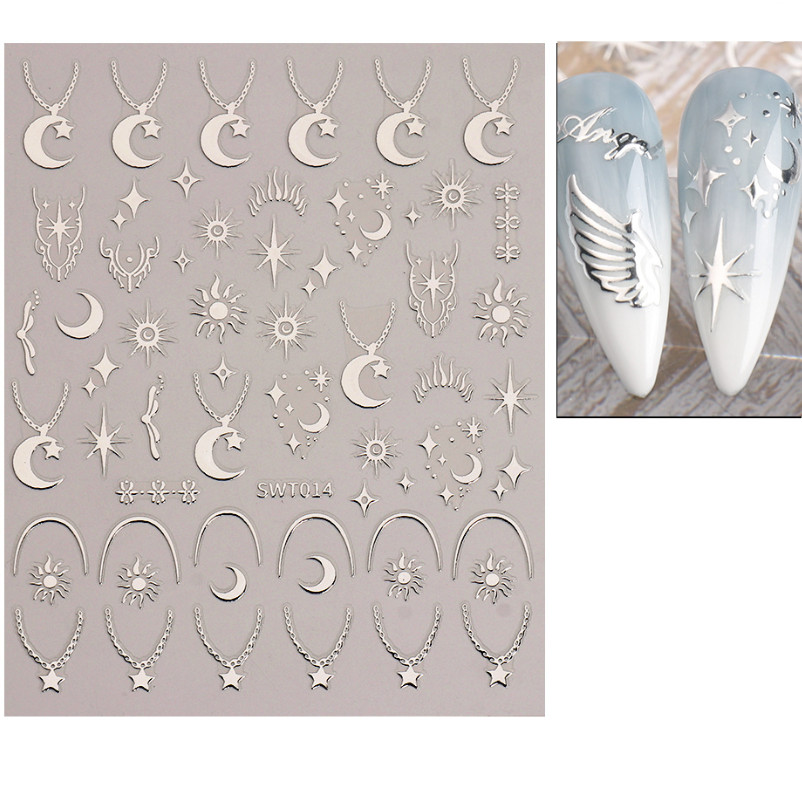 Nail Art Stickers 3D Angel Wing Heart Moon Star Sun Jewelry Self Adhesive NS48