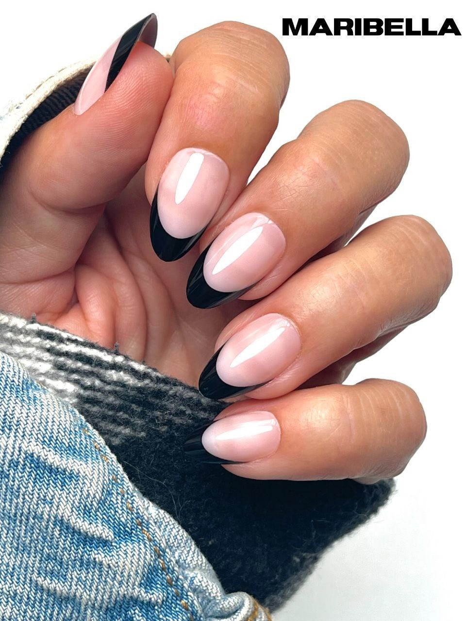 Red Aspen Press on Nails- Midnight in Mojave, Maribella-Medium Almond French