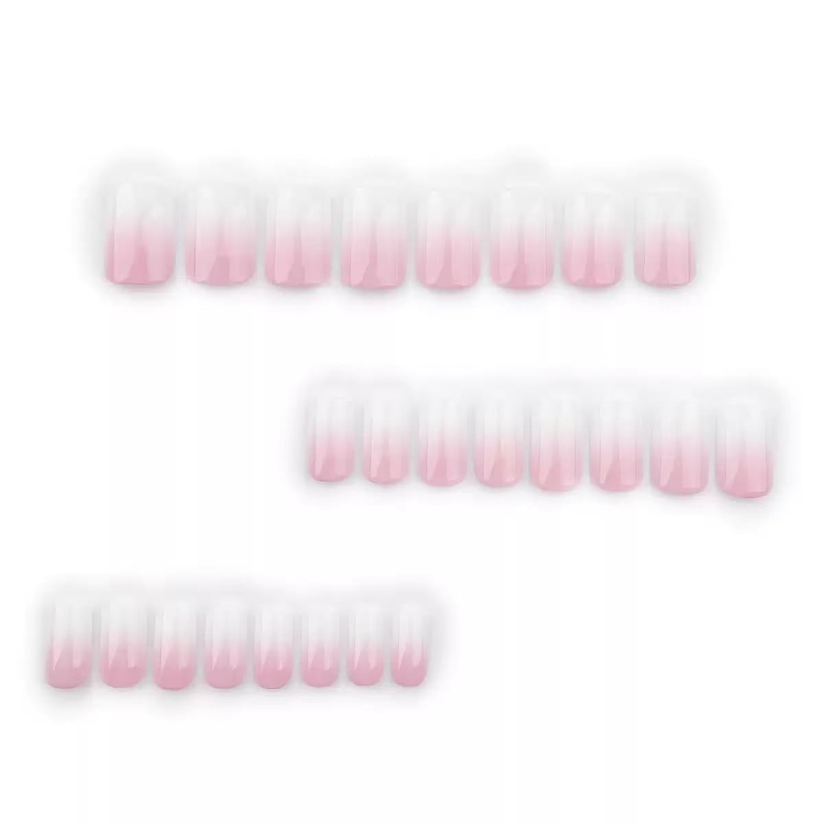 24 pcs Pink French Tip Gradient Press on Nails Medium Medium, Multicolor
