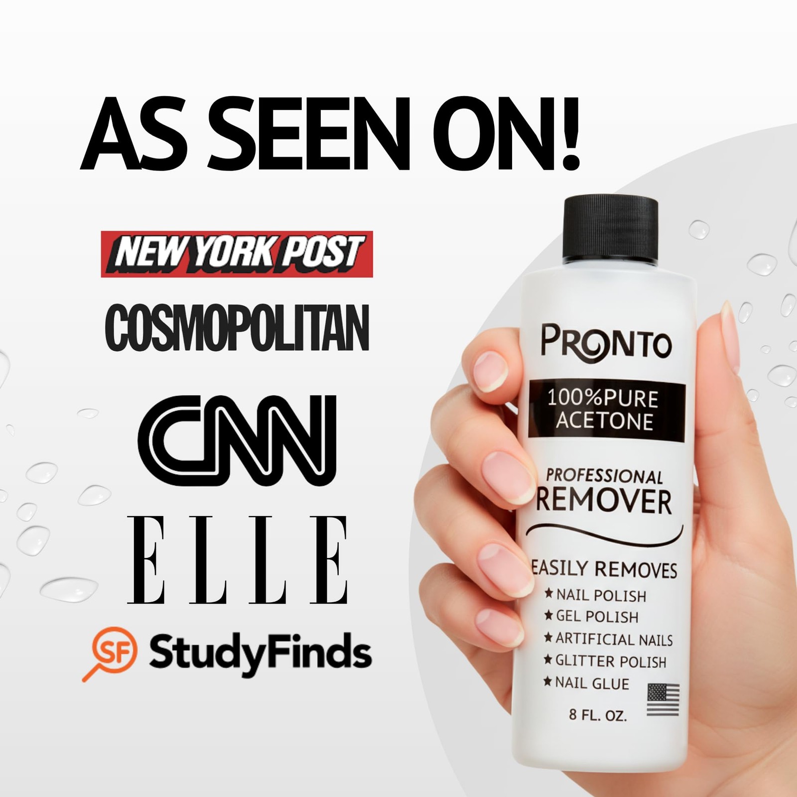 Pronto 100% Acetone Gel Nail Polish Remover – 8 Fl Oz – Signature,