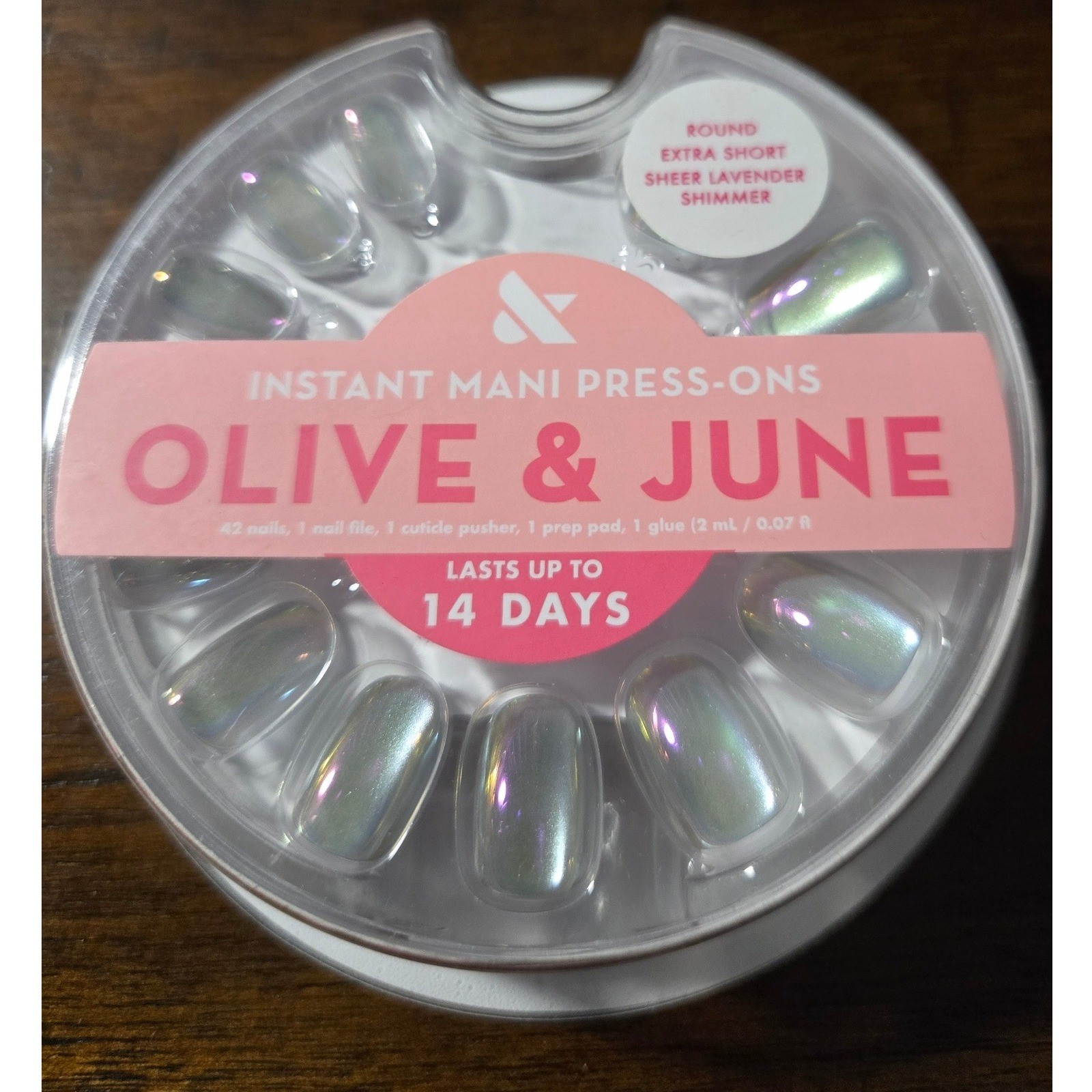 Olive & June Instant Mani Press-On Nail Sheer Lavender Shimmer Round Extra Short