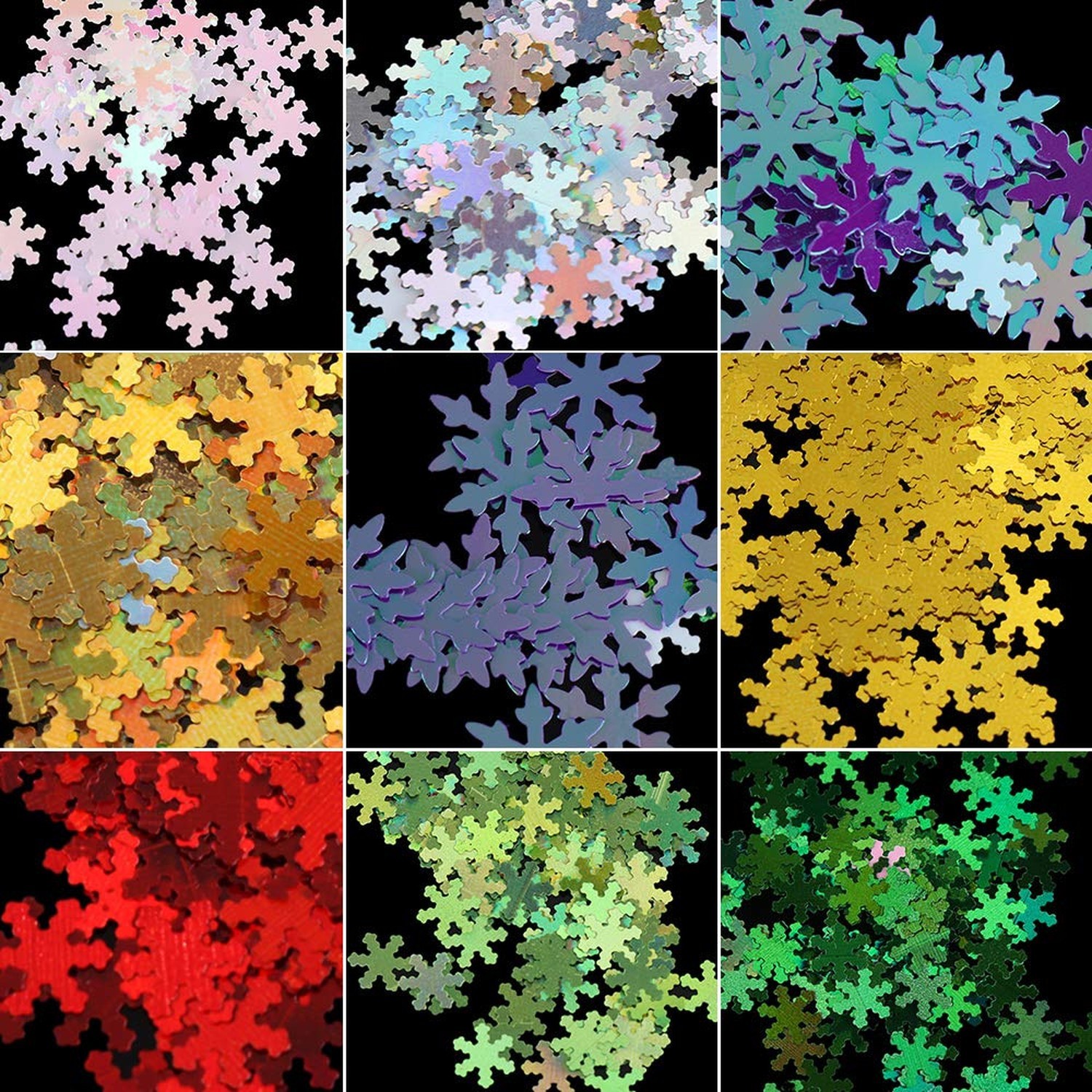 Snowflake Glitter Nail Sequins – 12 Grids 3D Colorful Christmas Holographic N…
