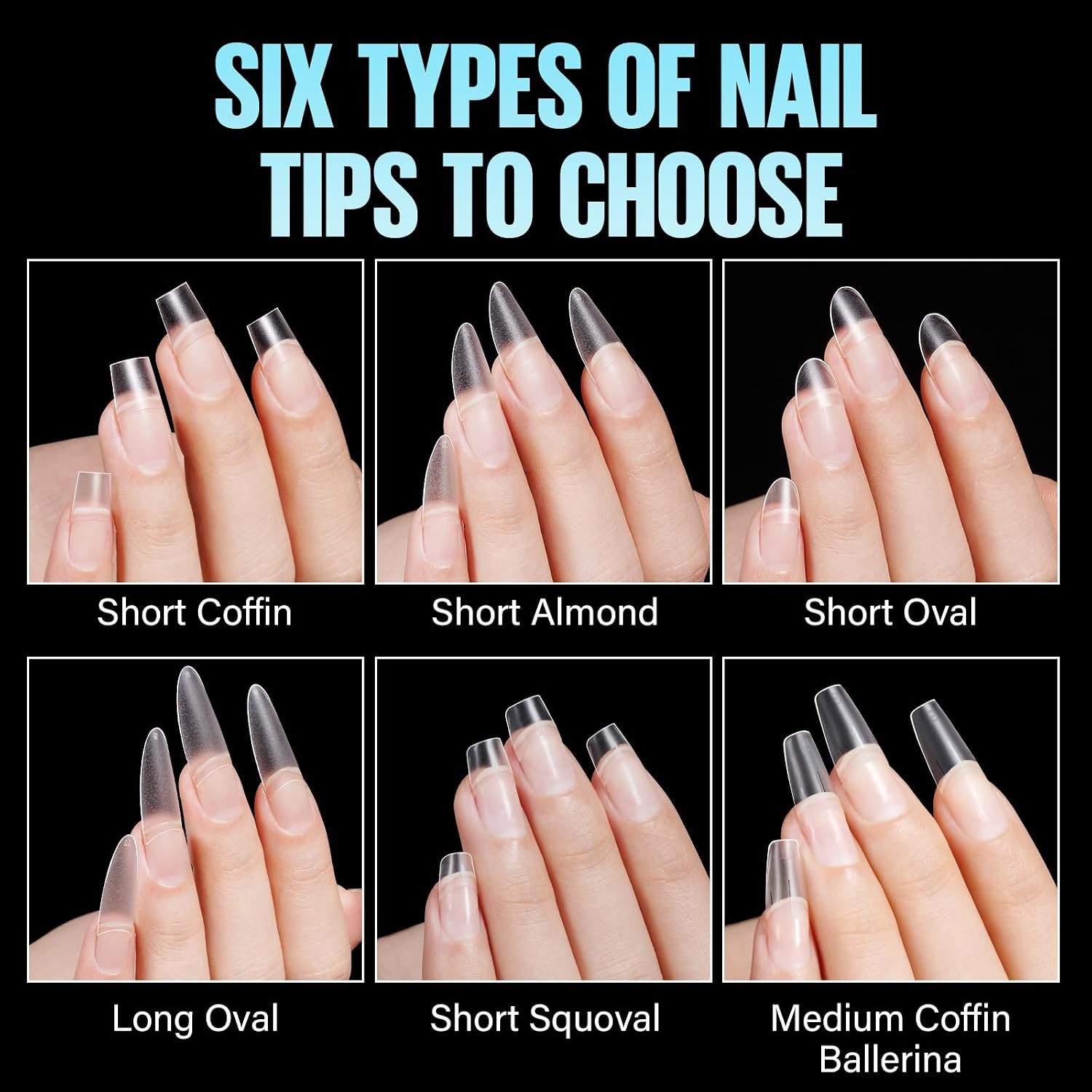 Short Squoval Nail Tips, 510Pcs Acrylic Nails Tips Full Matte, 12 Sizes No C Cur