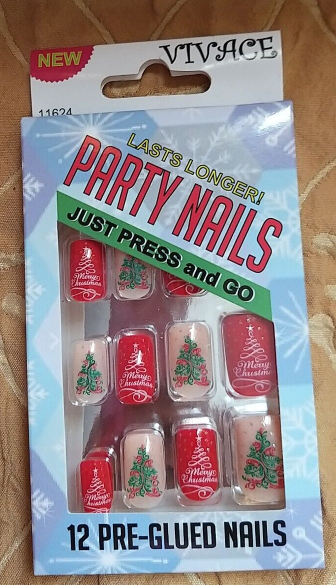 Christmas Fake Nails Press on Nails Short Square Nails Set of 4Packs