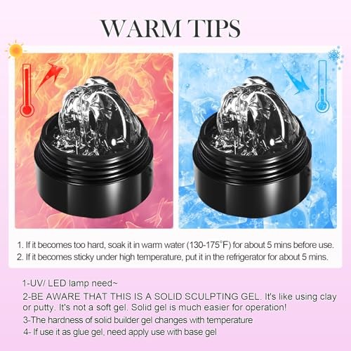 3D Nail Art Gel- Hema Free Solid Sculpture Builder Gel for 16g-2PCS Clear
