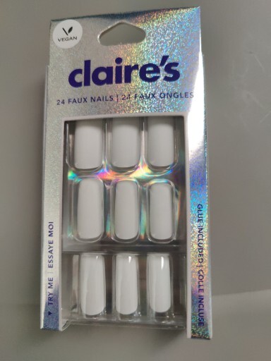 New 24 False Vegan Nails from Claire’s Matte White Included Gel-like