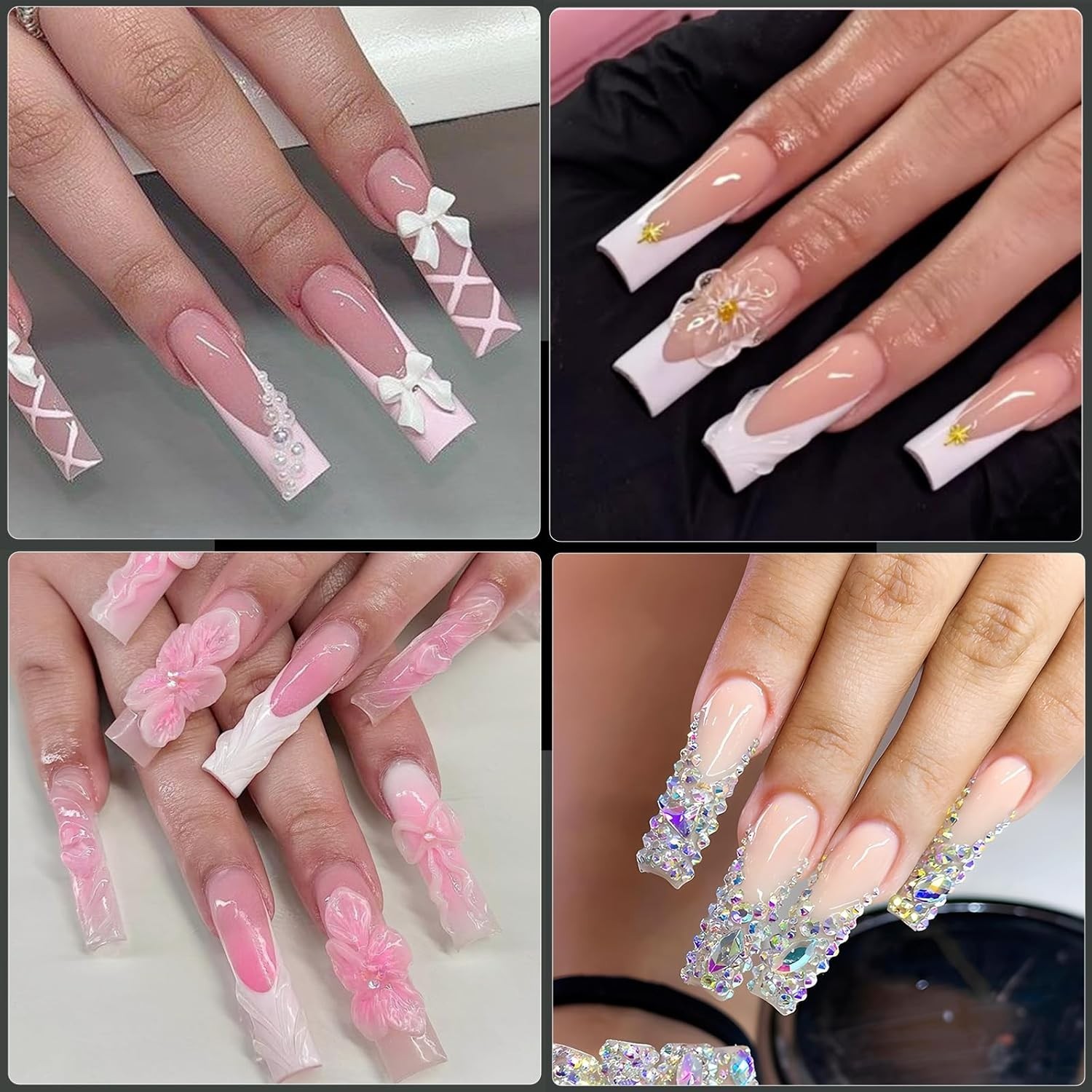 Durable Soft Gel Nail Tips 240Pcs Long Square Shape Non Toxic Safe for Beginners