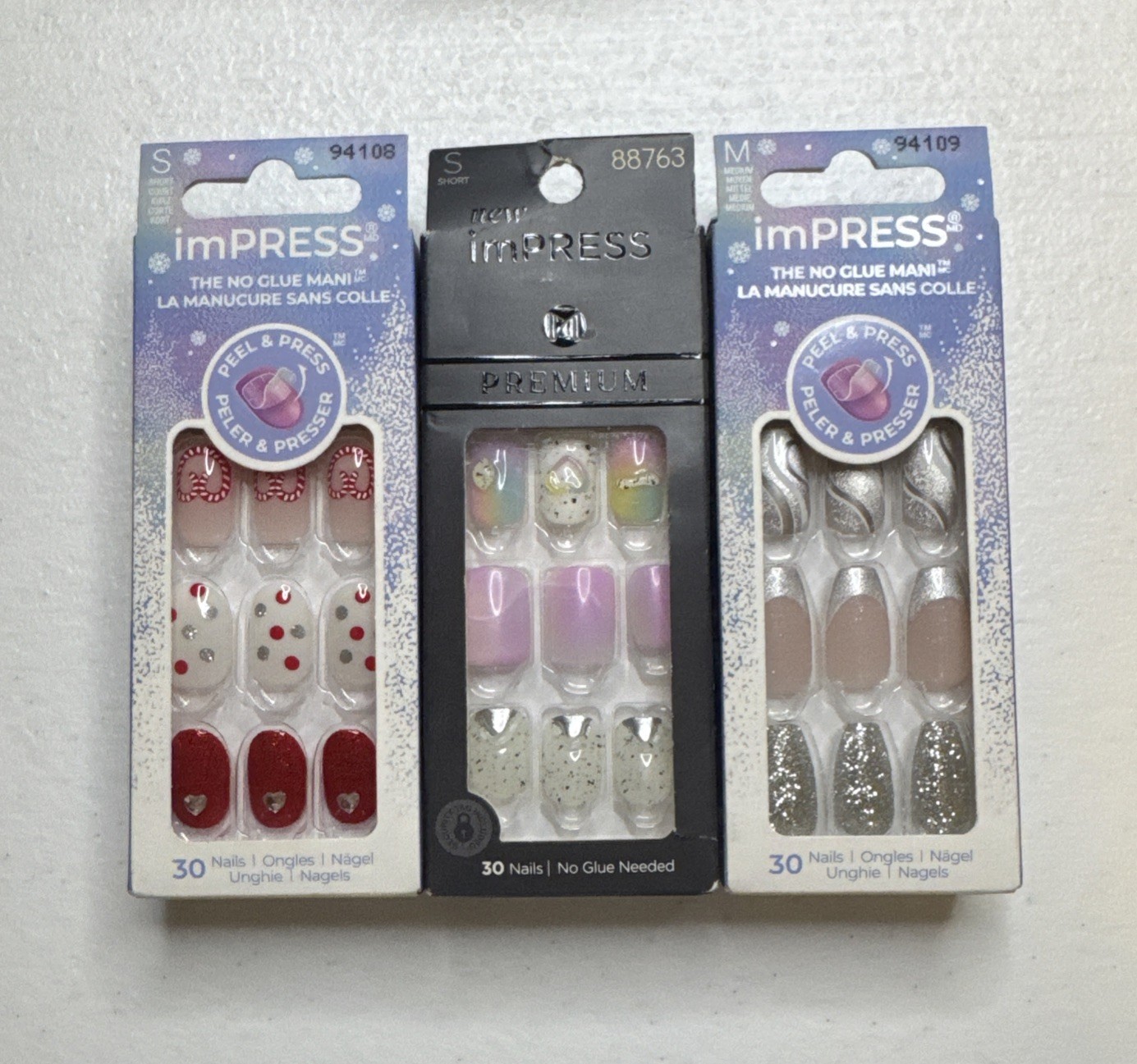 (3x) Kiss Peel & Press On Nails – Short/Medium – No Glue Mani