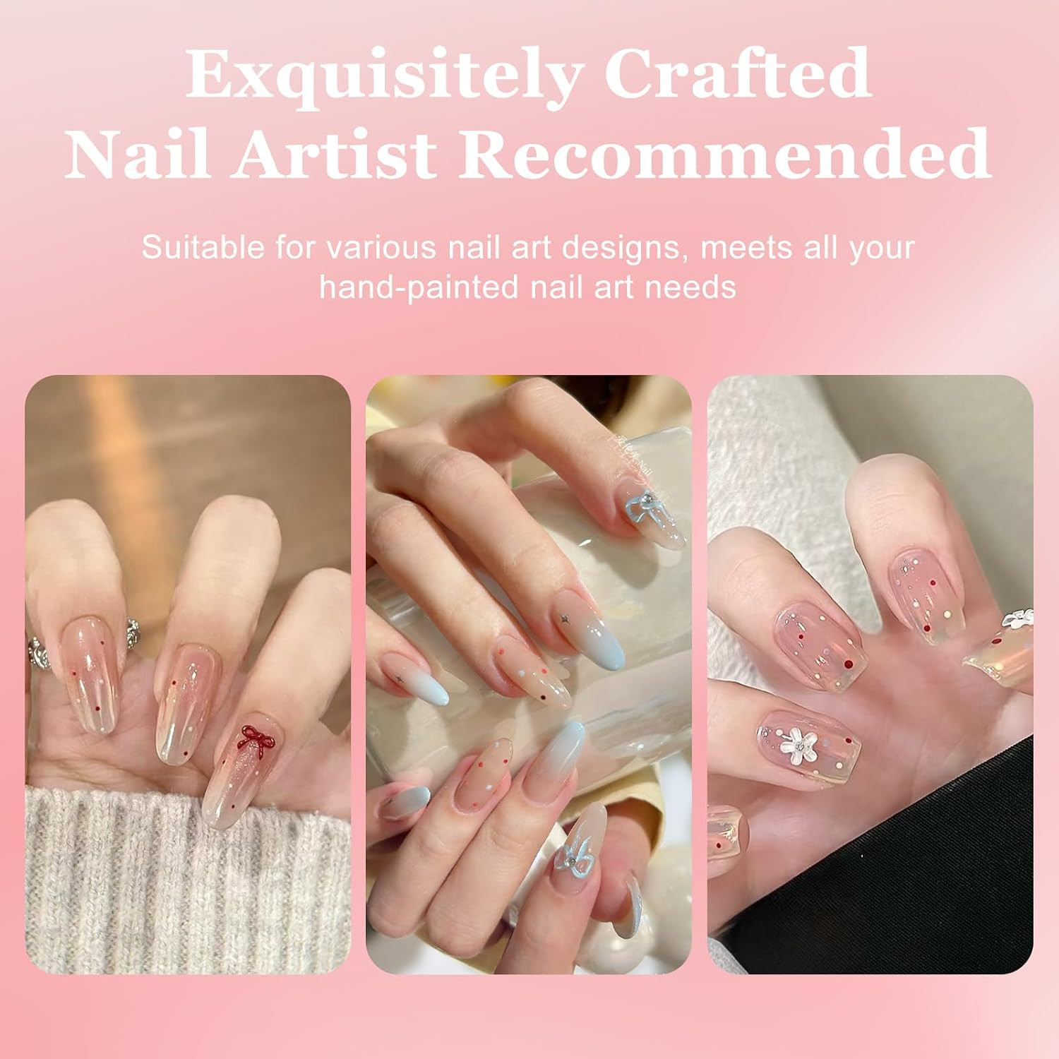 French Tip Brush Nail Art Tools Set for Professional Manicure and Detailing