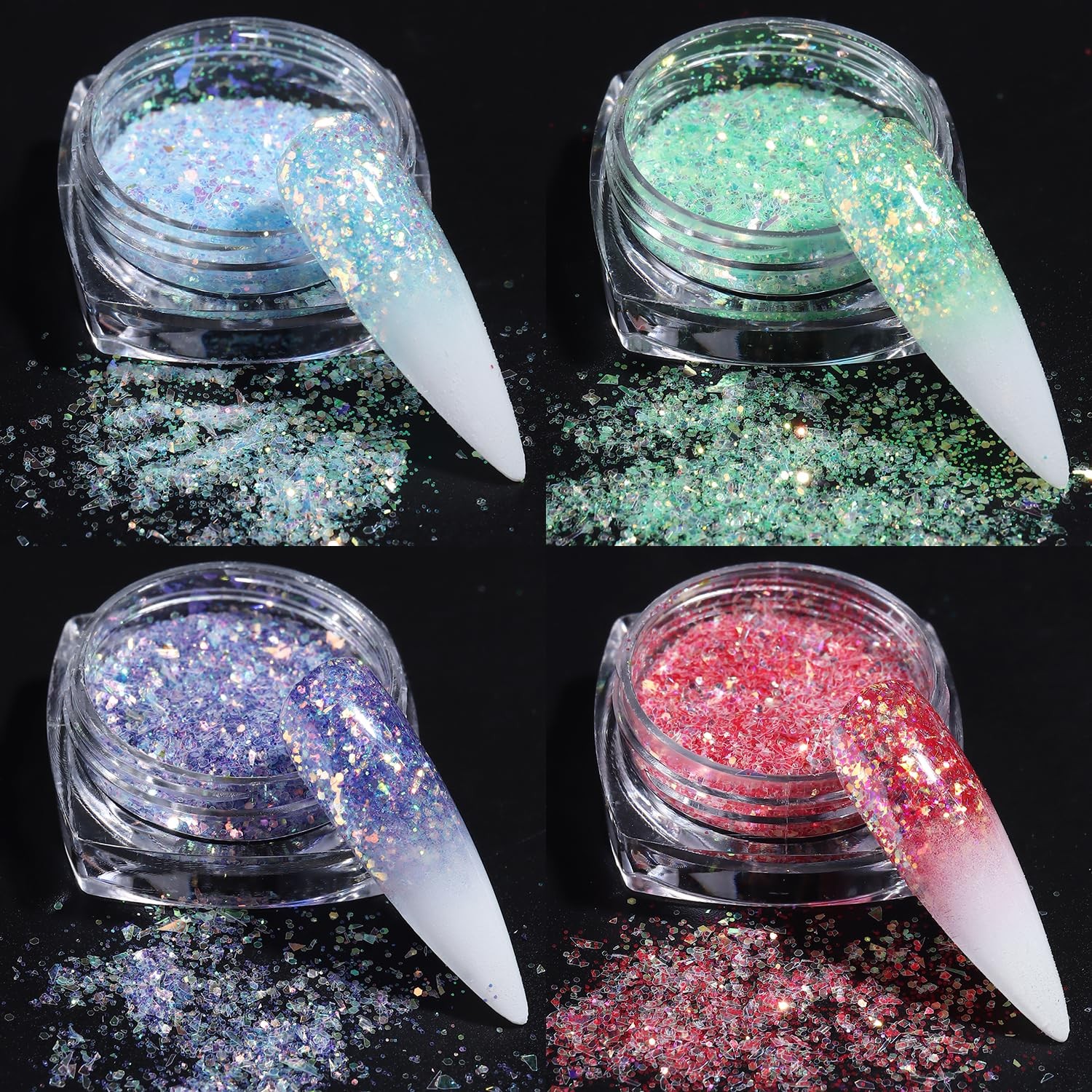 Fcozpjk Flakes for Nails, 8 Colors Summer Mermaid Nail Art Glitters Kit Blue …