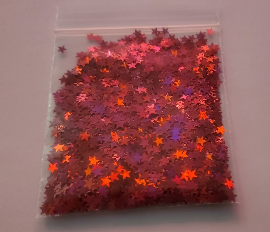 Holographic Red Dark Pink “Berry” Star Shape Glitter HOLO for nails, acrylic 3g