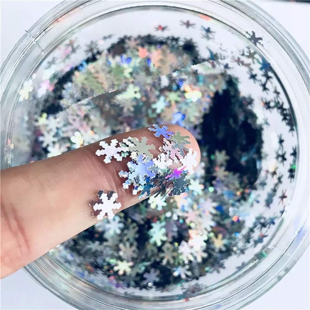 Snowflake Confetti Glitter Laser Sequins for DIY Crafts, Nail Art Decoration, Pa