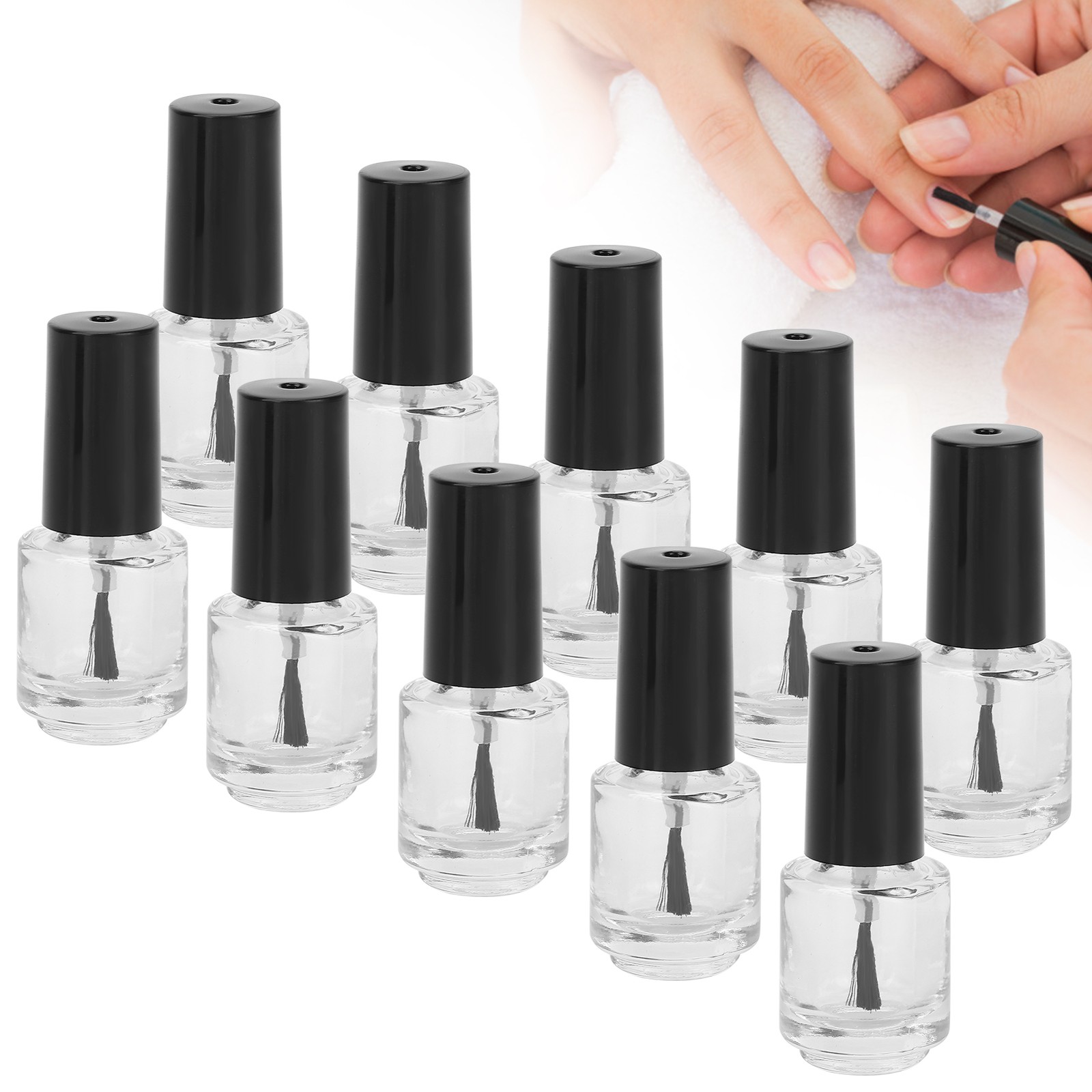 10pcs Empty Nail Polish Bottle With Brush Cap For DIY Use Excellent