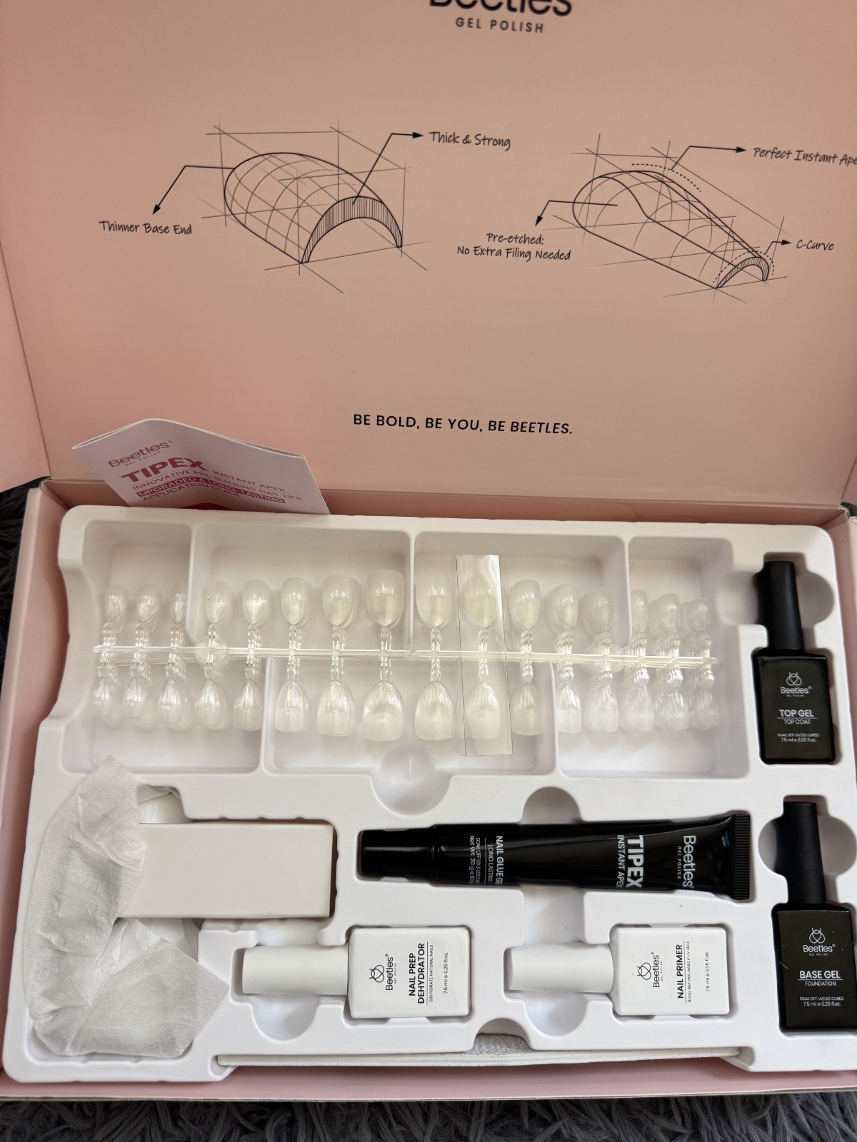 Beetles TIPEX Instant Apex Nail Tips Kit Square Medium Clear Matte 224PCS