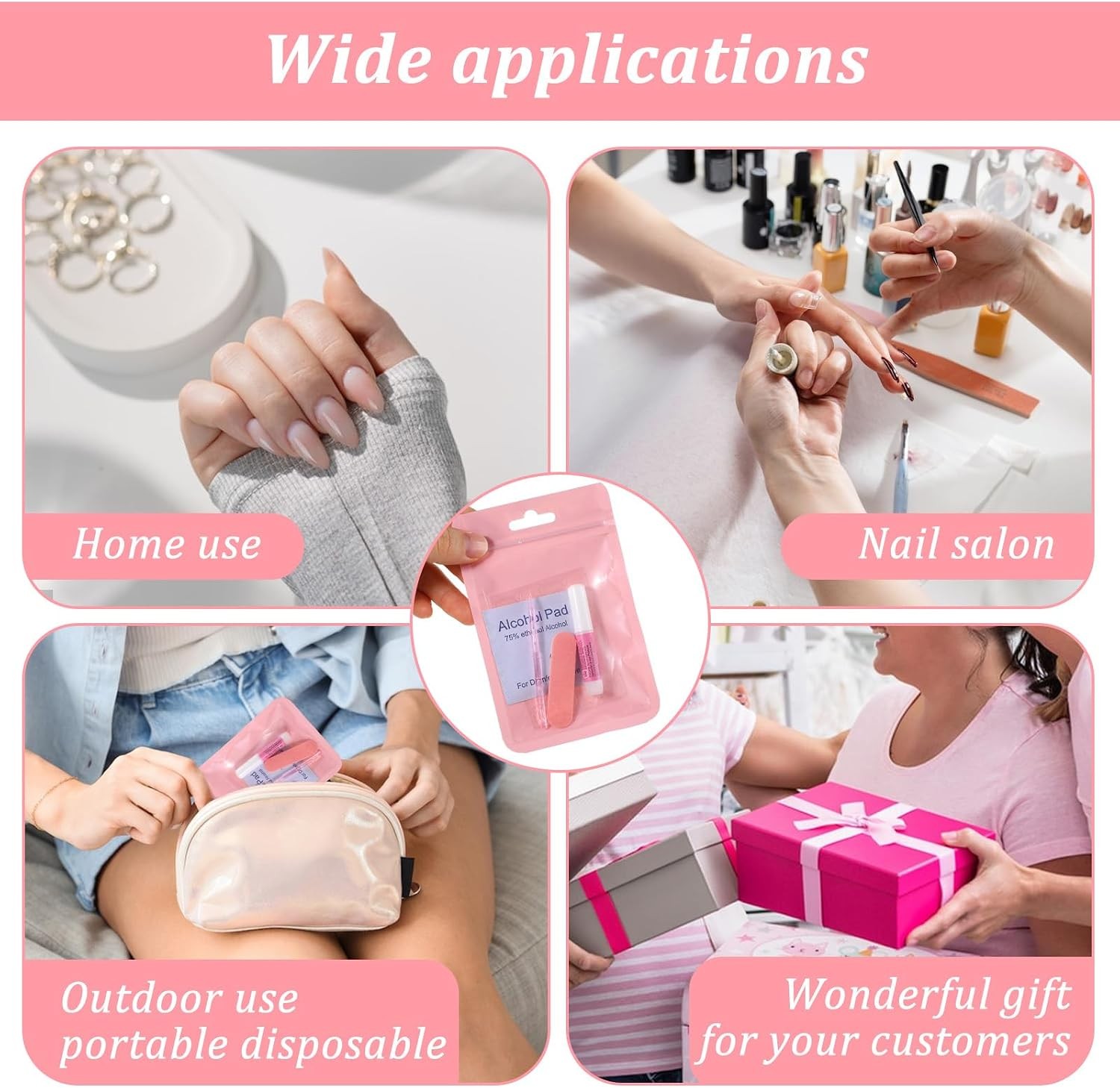 Disposable Press On Nail Prep Kit With Holographic Packaging Bags For Salon Use