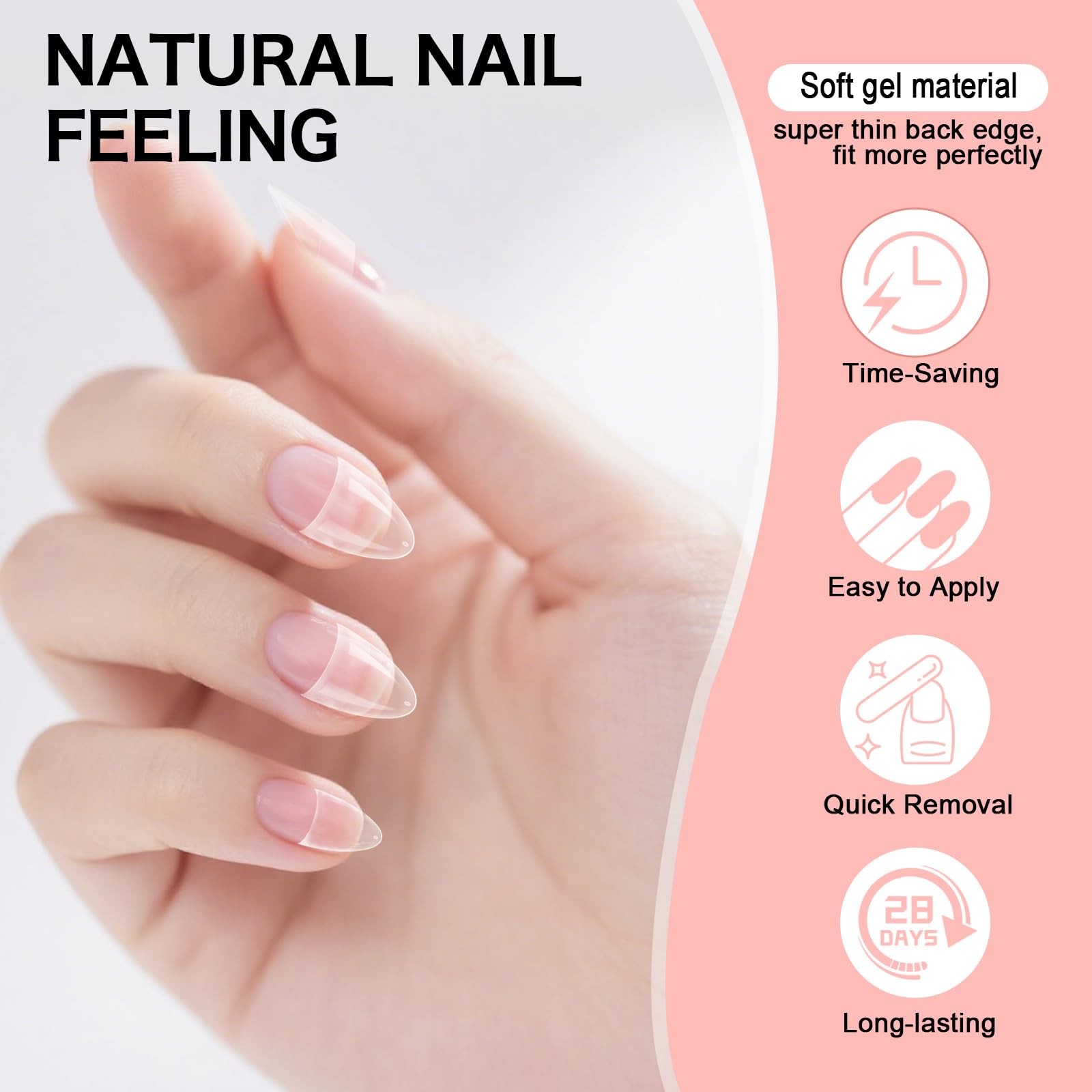 COLOURSMILE Short Almond Half Cover Nail Tips – 216PCS Pre Etched Tips, 12 Si…