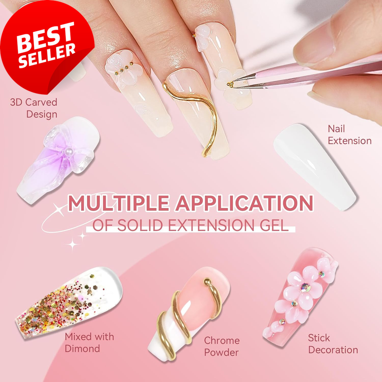 3D Nail Art Gel Clear & White Solid Builder Gel Carving,Decoration,DIY Manicure