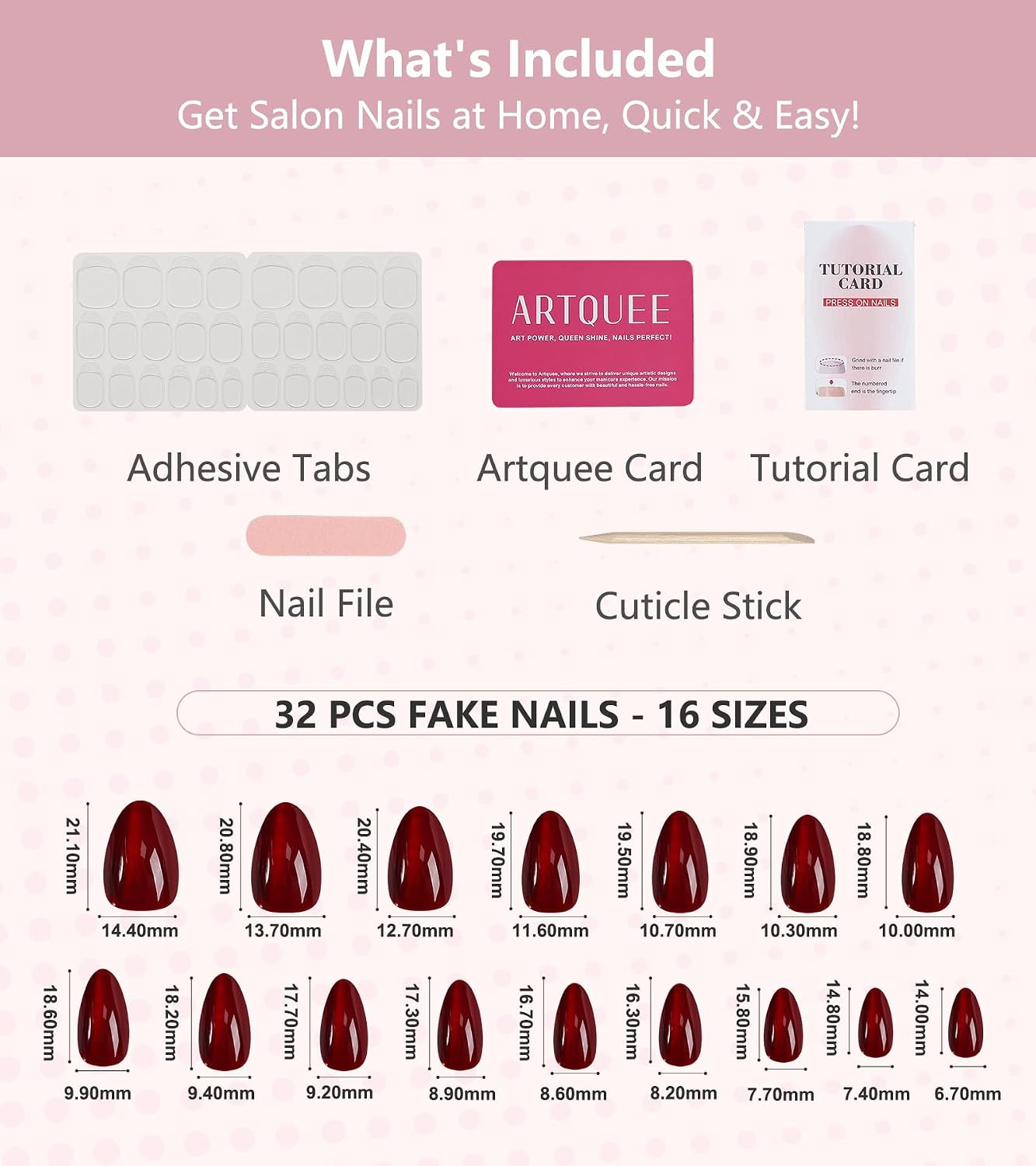 Press on Nails Short Red Cat Eye Almond False Tips Glossy Reusable Fake Stick on