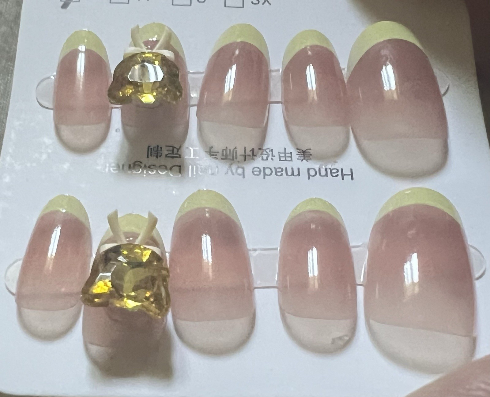 Set of 4 packs. Pink/White/Purple French Butterfly Press-On Nails Medium Oval.