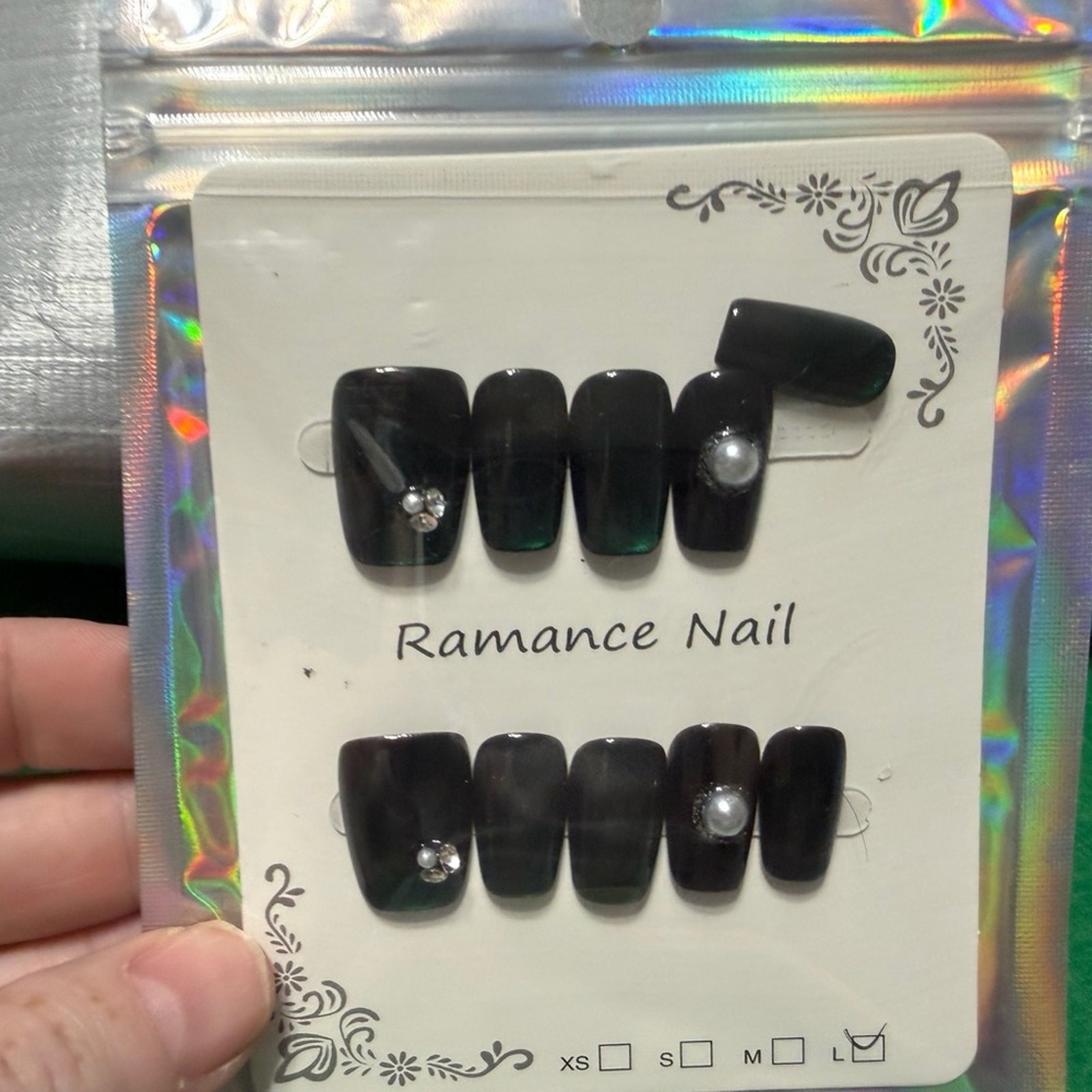 Assorted Nail Art Set with Green, Nude and Blue Silver Designs w/ Nail Kit