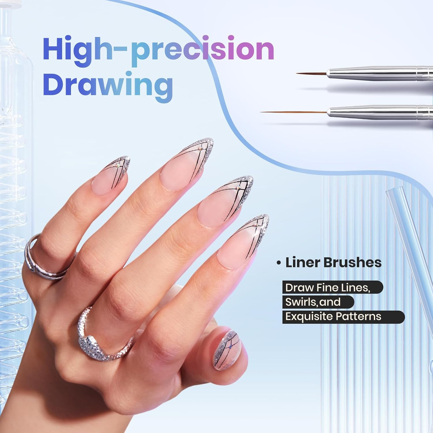 Beetles Gel Polish Nail Art Brushes, 6 Pcs Fingernail Art Design Pens | Wood All