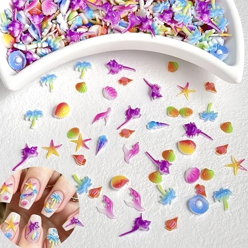 150PCS 3D Summer Beach Nail Charms Resin Ocean Theme Nail Rhinestones Style12