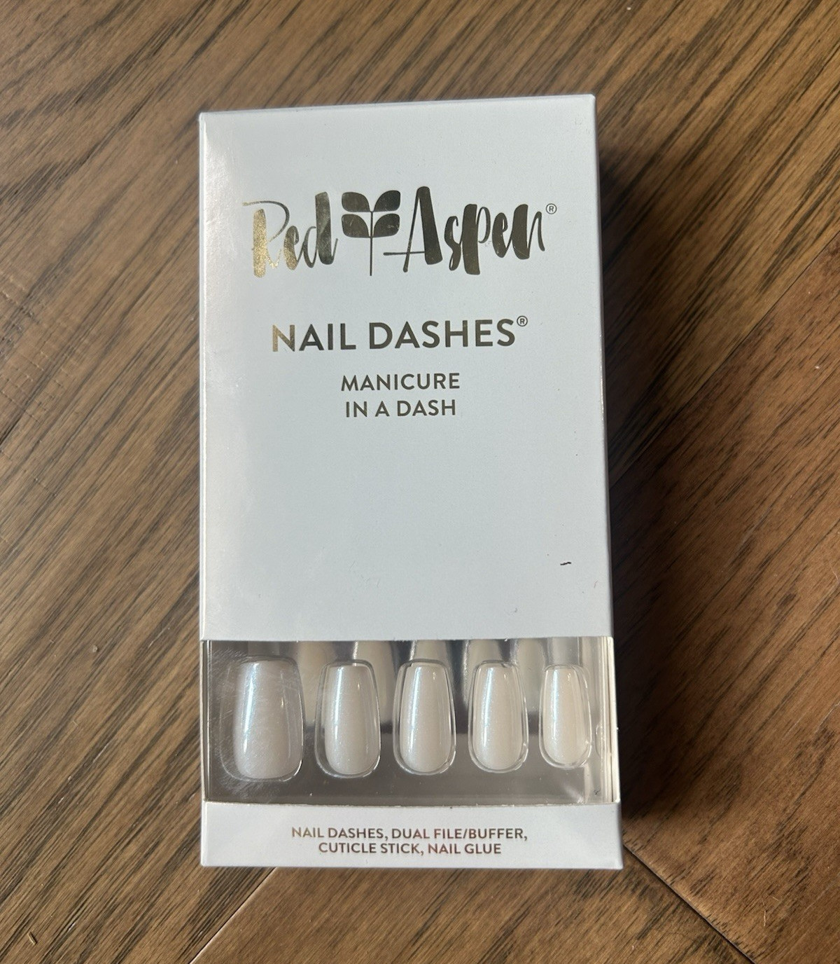 Red Aspen Pearlescent Press-On Nails Shiny Full Cover Pre-Designed Nail Glue