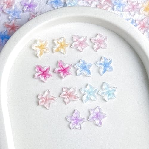 120Pcs Summer Flower Nail Art Charms 3D Colorful Hibiscus Flowers Nail style05