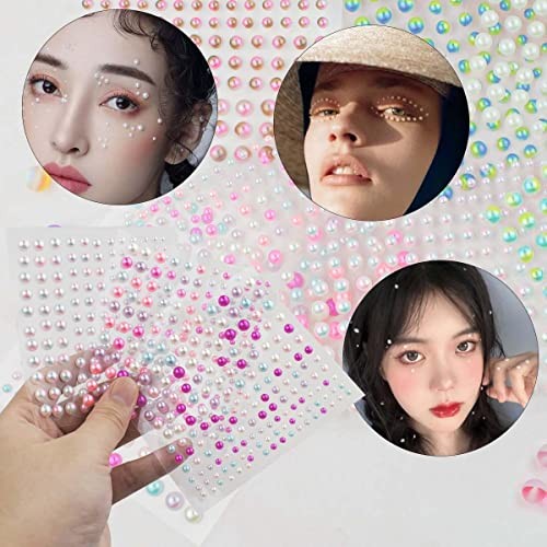 1320 Pieces Self Adhesive Stickers for DIY Crafts 8 Sheets Colorful Flat Pearl