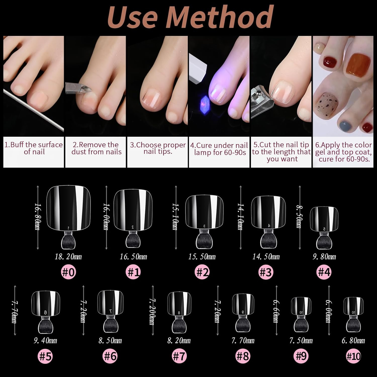 Toe Nail Tips Full Cover Clear Soft Gel Tips for Acrylic Nails Extension 550PCS