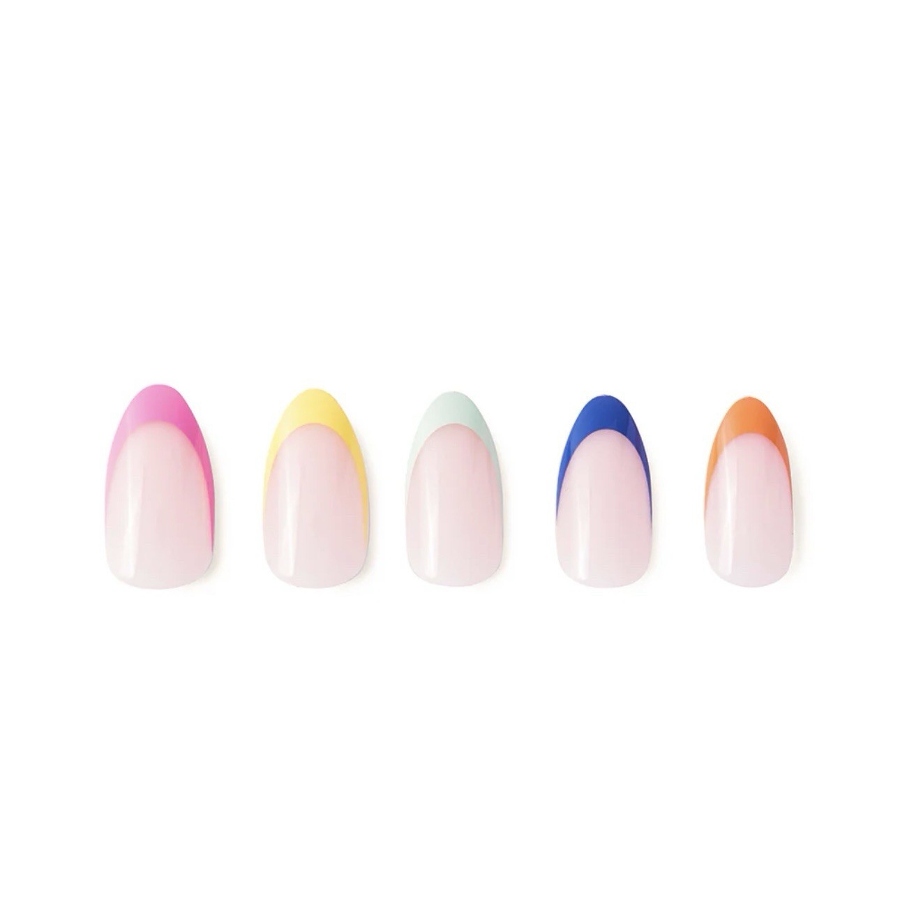 GLAMNETICS Press On Nails SPRINKLES Short Almond BRAND NEW NIB Bright FRENCH TIP