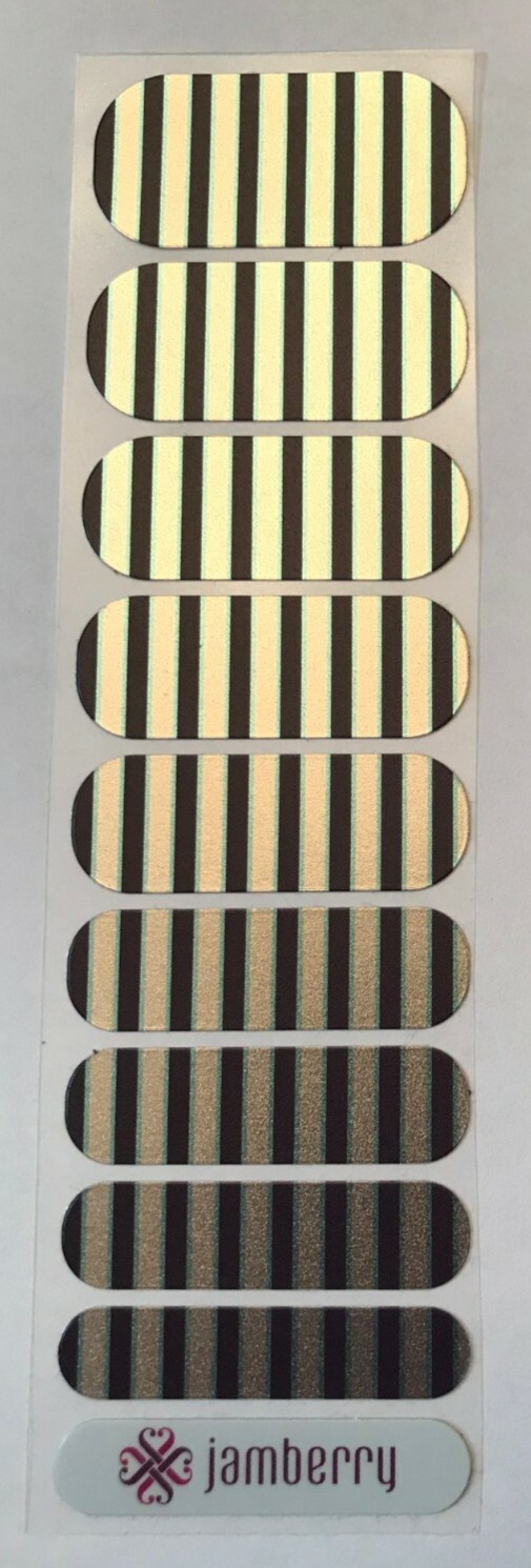 Jamberry Half Sheet Cali Girl Navy Silver Stripe Satin Finish Nail Wrap Nail Art