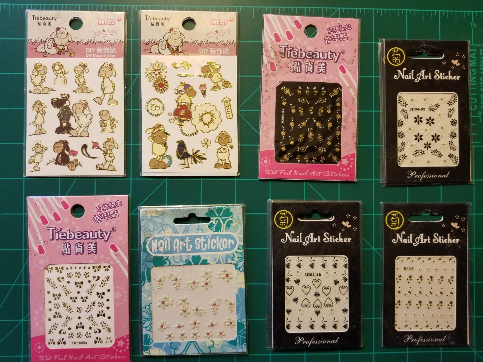 Nail decals stickers / 3D Art decor / Rose & trees bossom, 5 pcs/units. 3 x 3.5″