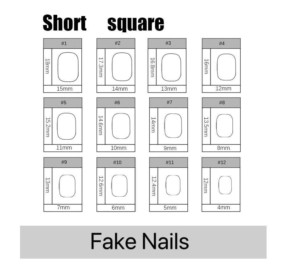 Press on Nails Square Fake Nails Short with 3D Bow Flower Charms Style22 Normal