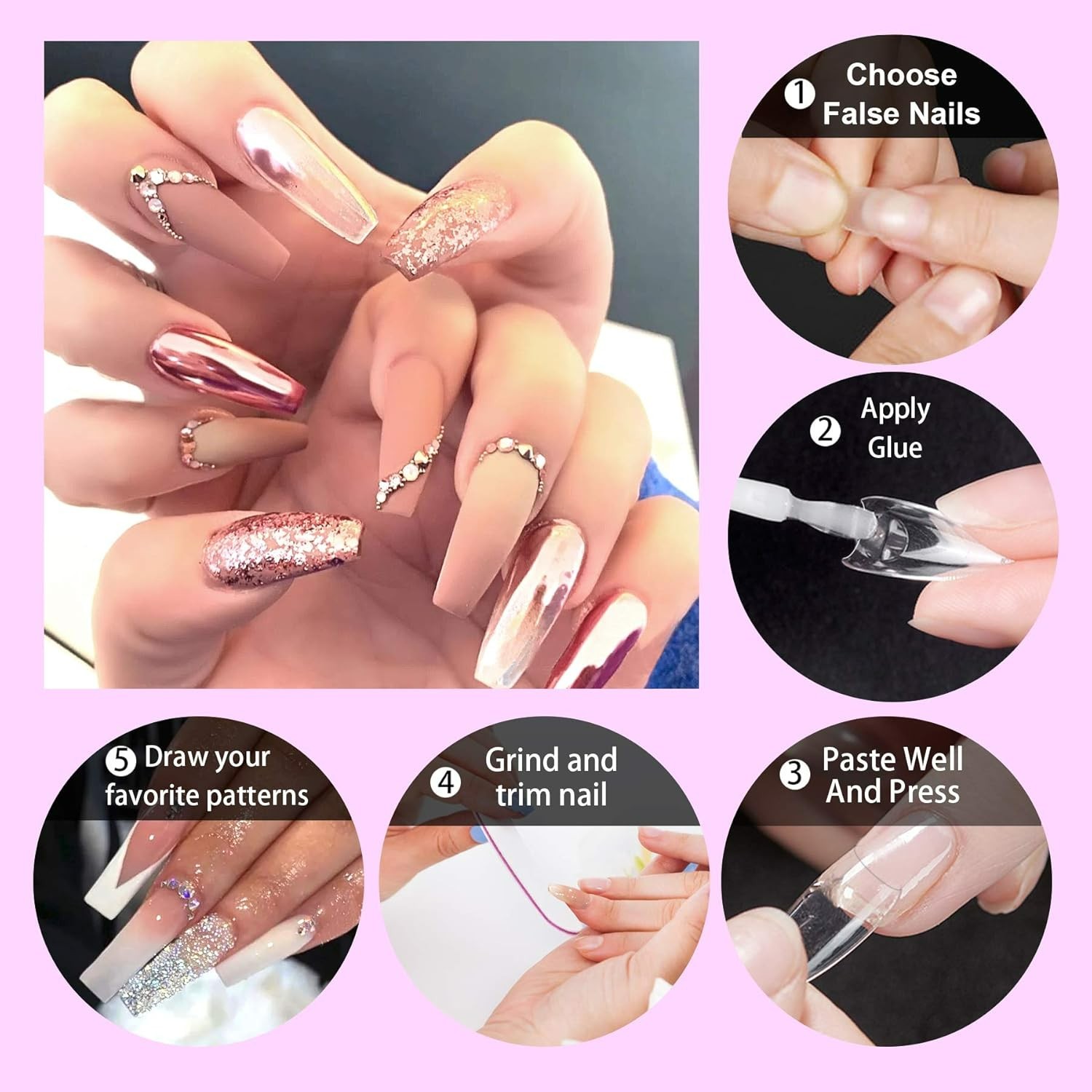 Durable 1000PCS Nail Tips – Glossy Ballerina Acrylic Extensions for Creative Art