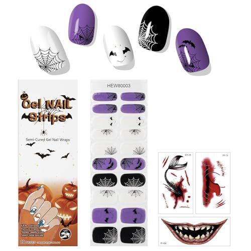 Semi-Cure Nail Gel Strips,Nail Gel Stickers for Halloween Party,23PCS Gel Nail