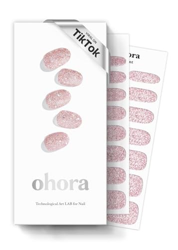 Semi Cured Gel Nail Strips (N Pixie Dust) – Nude, Glitter, Works with Any