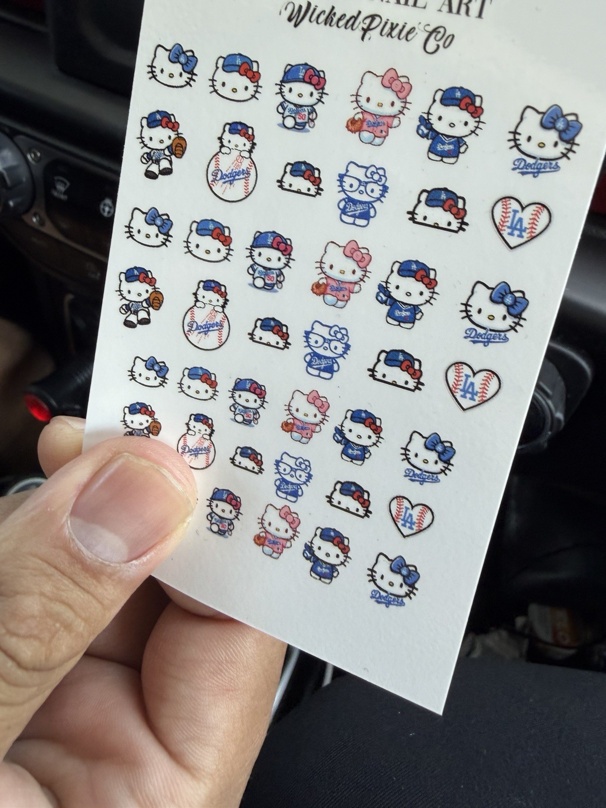 Hello Kitty Dodgers Baseball Nail Art Decals