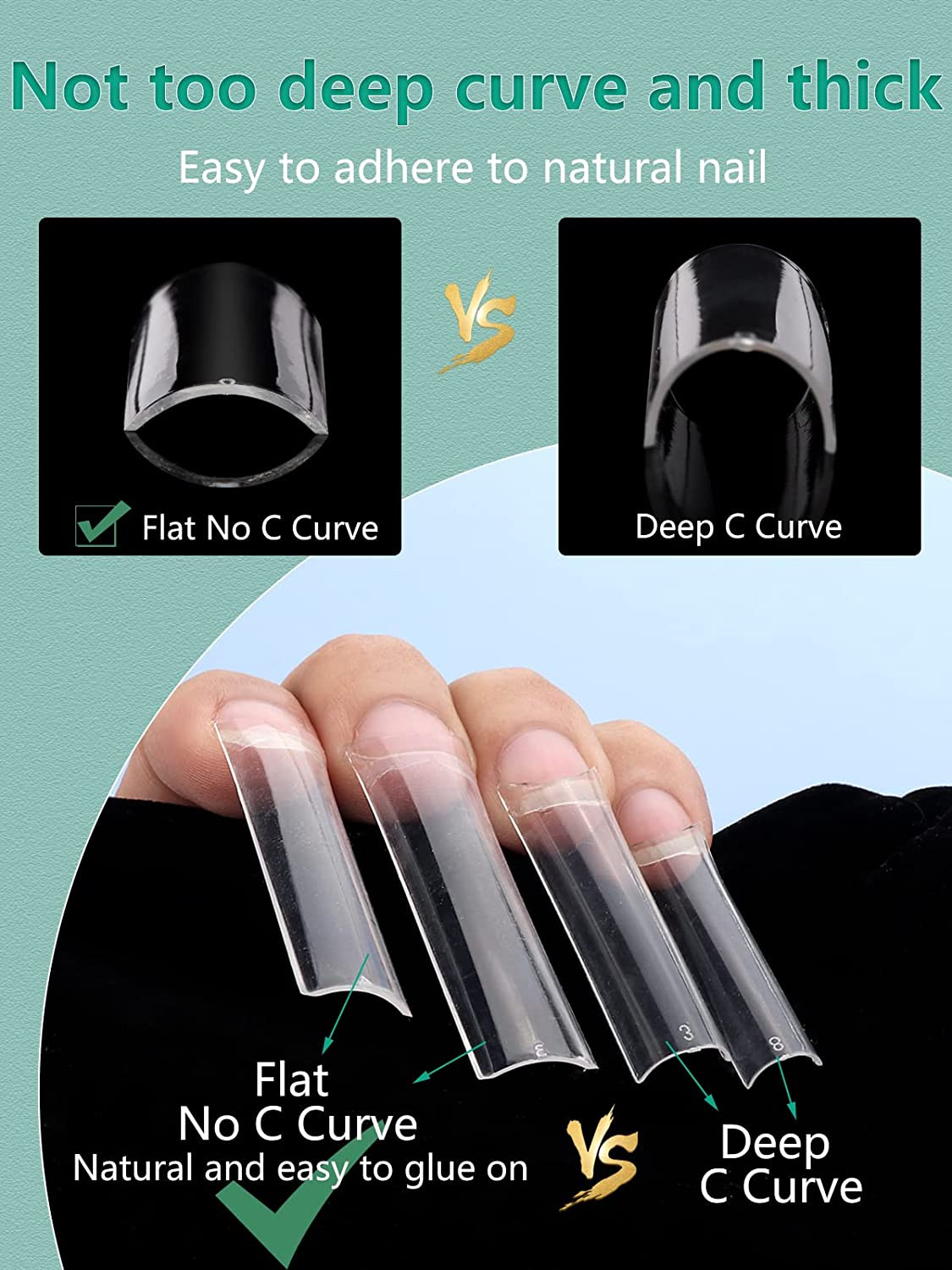 504 PCS No C Curve Clear Nail Tips for Acrylic Nails Professional, 3XL Extra Lon