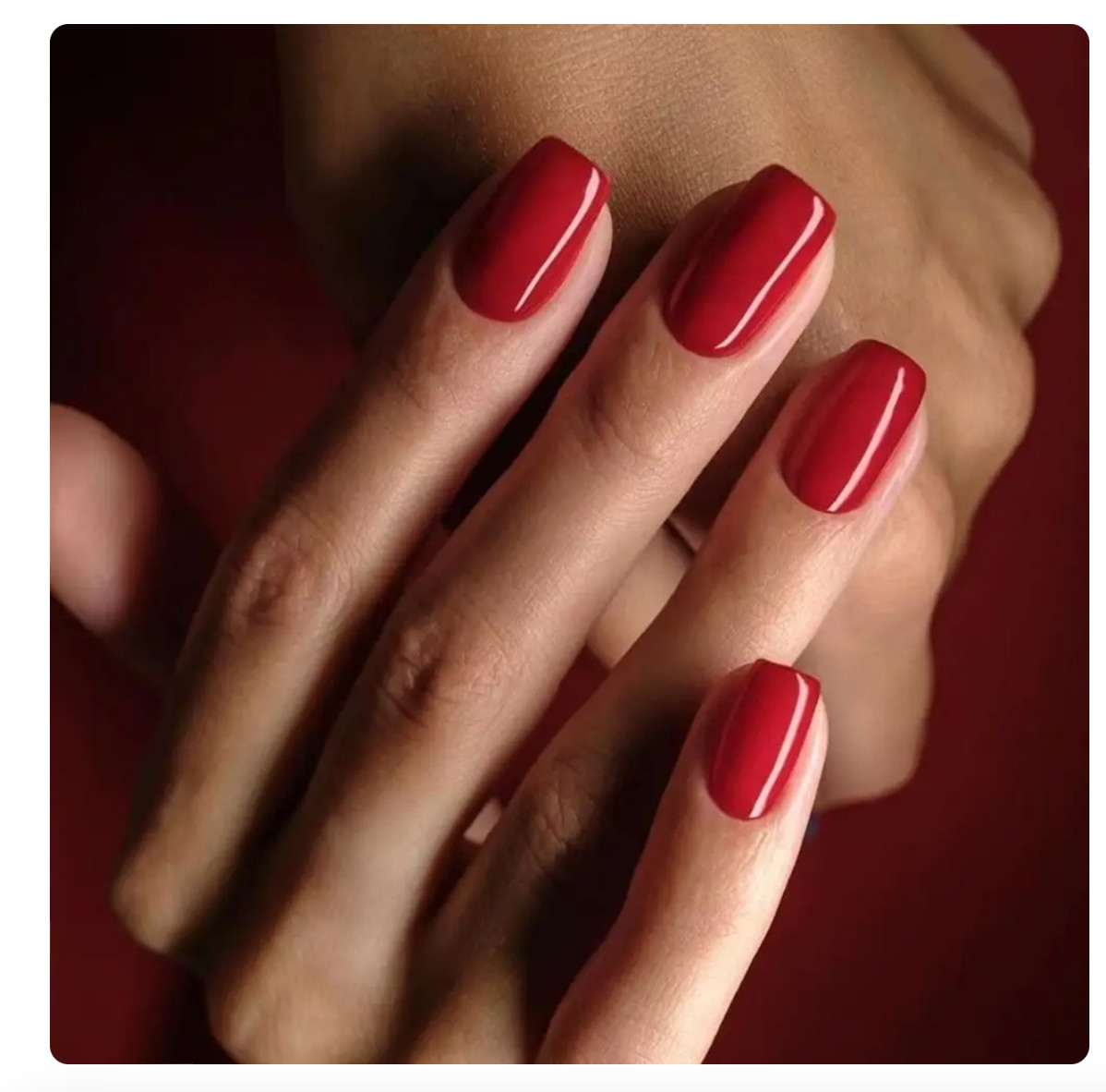 24 X Press On False Nails With Sticky Pads Reusable Red Mid Length Square Tips