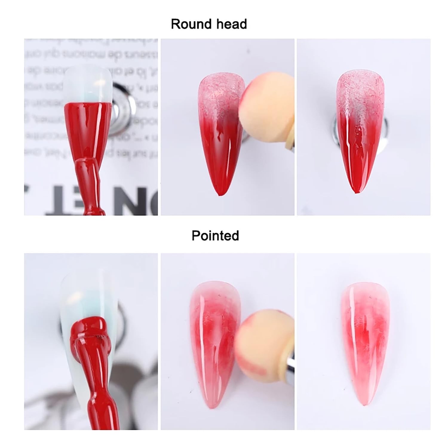 17 in 1 Set Nail Sponges for Ombre, Double-Head with 16pcs Replacement Head