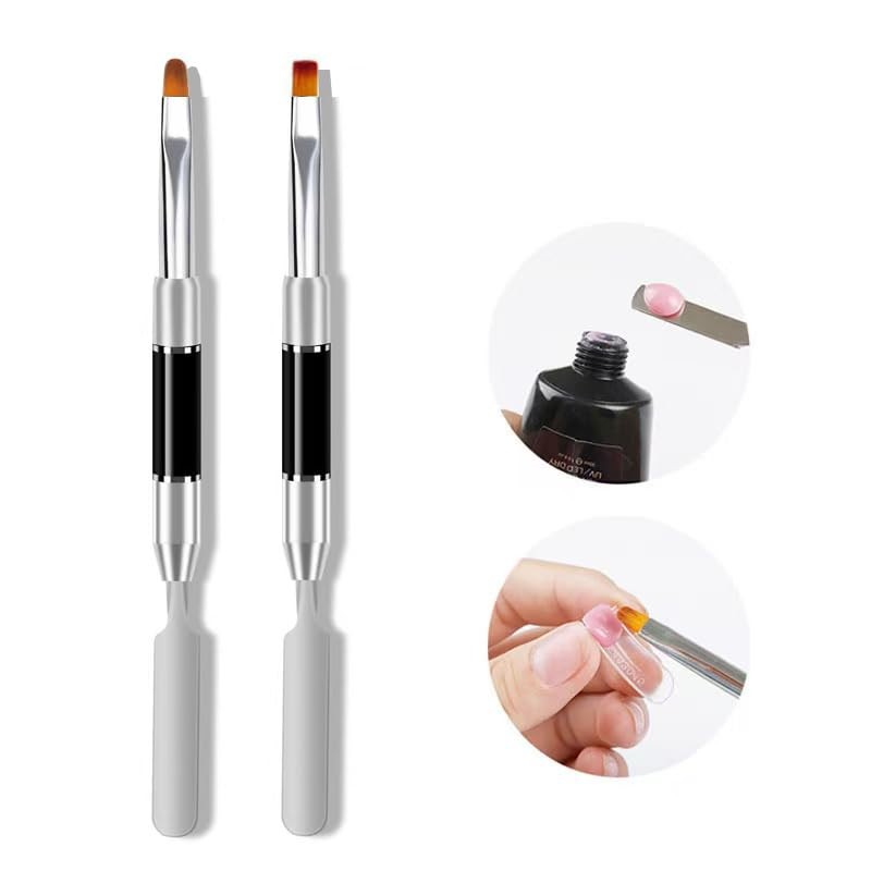 2 Pcs Polygel Brush and Picker Dual-Ended 2-In-1 Nail Brush Slice Tool