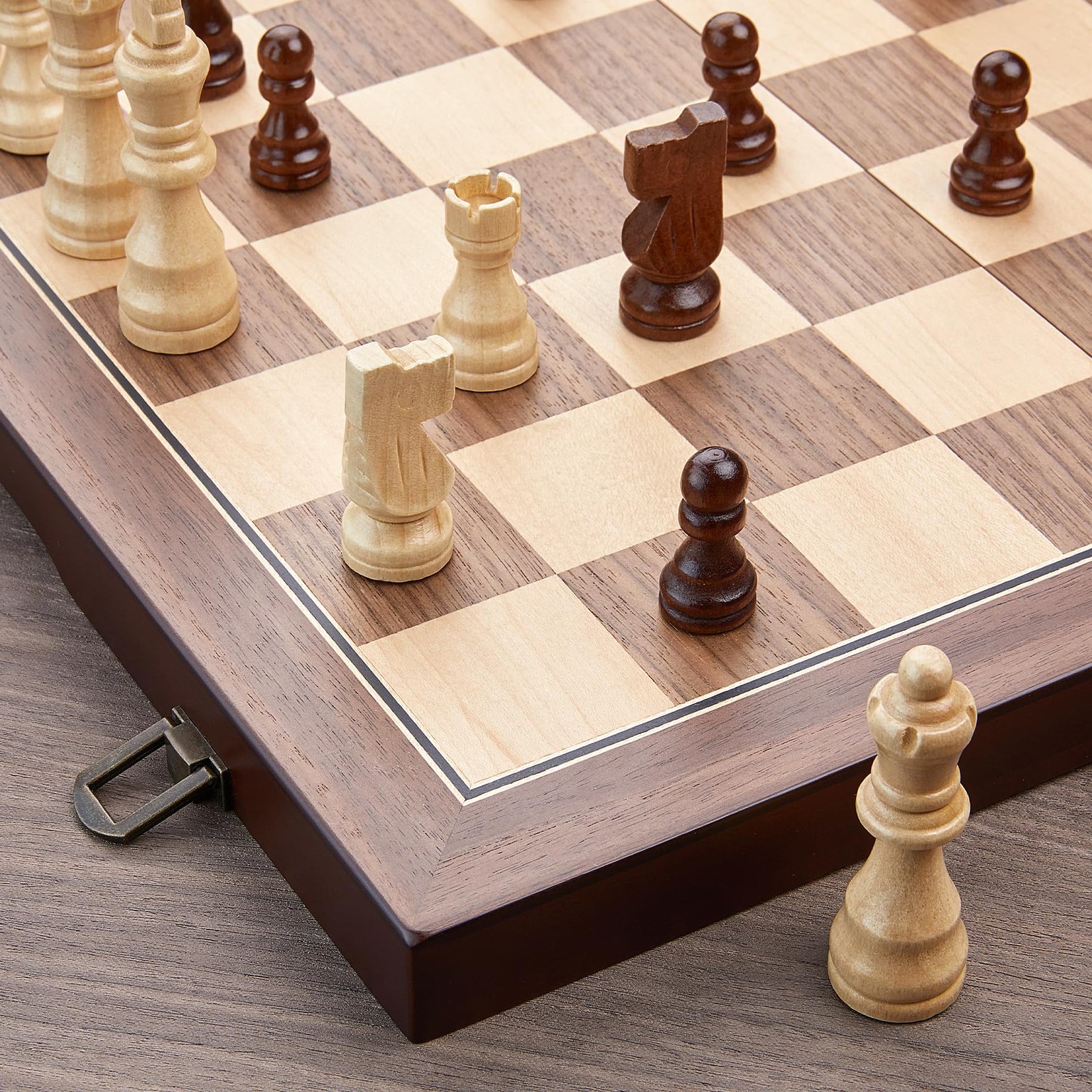 AMEROUS 15” Magnetic Wooden Chess Set for 15 x 15 x 1 inches, Walnut, Maple