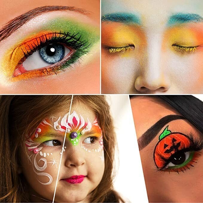 6 Neon Colour Nail Art Pigment Powder Set Dust Ombre Smoky Florescent Face Body